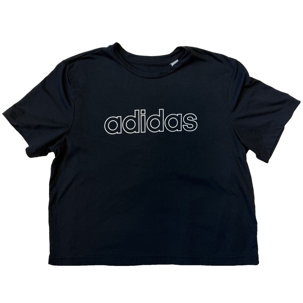 Adidas Primegreen Aeroready Women's Black Logo Crop Tee, M